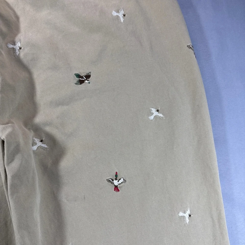 Polo Ralph Lauren Duck Mallard Bird Embroidered Mens Chino Pants Khaki 36x34